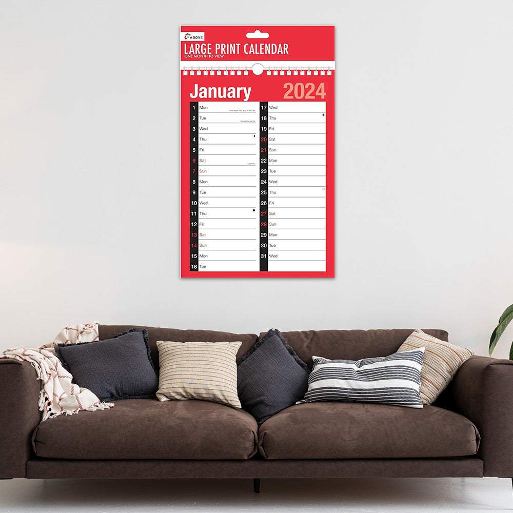 A4 Month to View Calendar