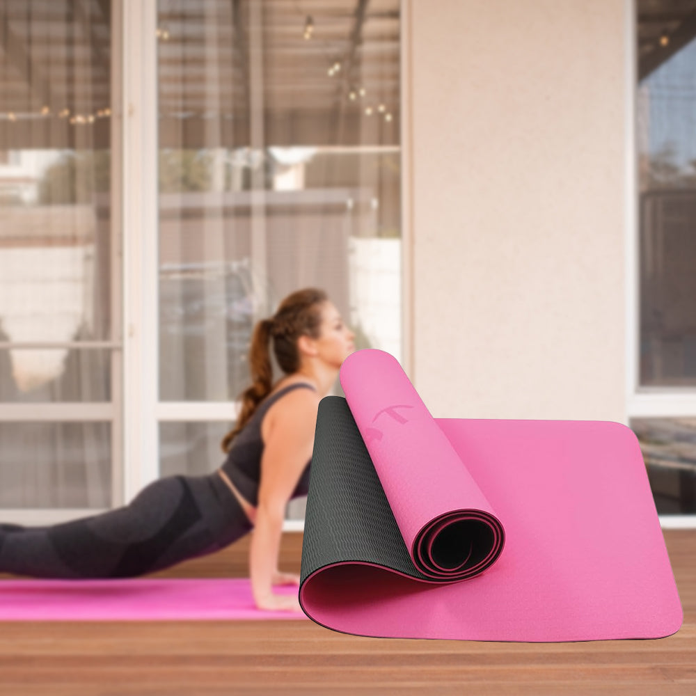 Pink & Black TPE Yoga & Fitness Mat