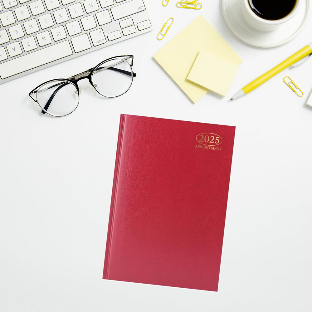 2025 A5 Day to Page Appointment Diary - Red