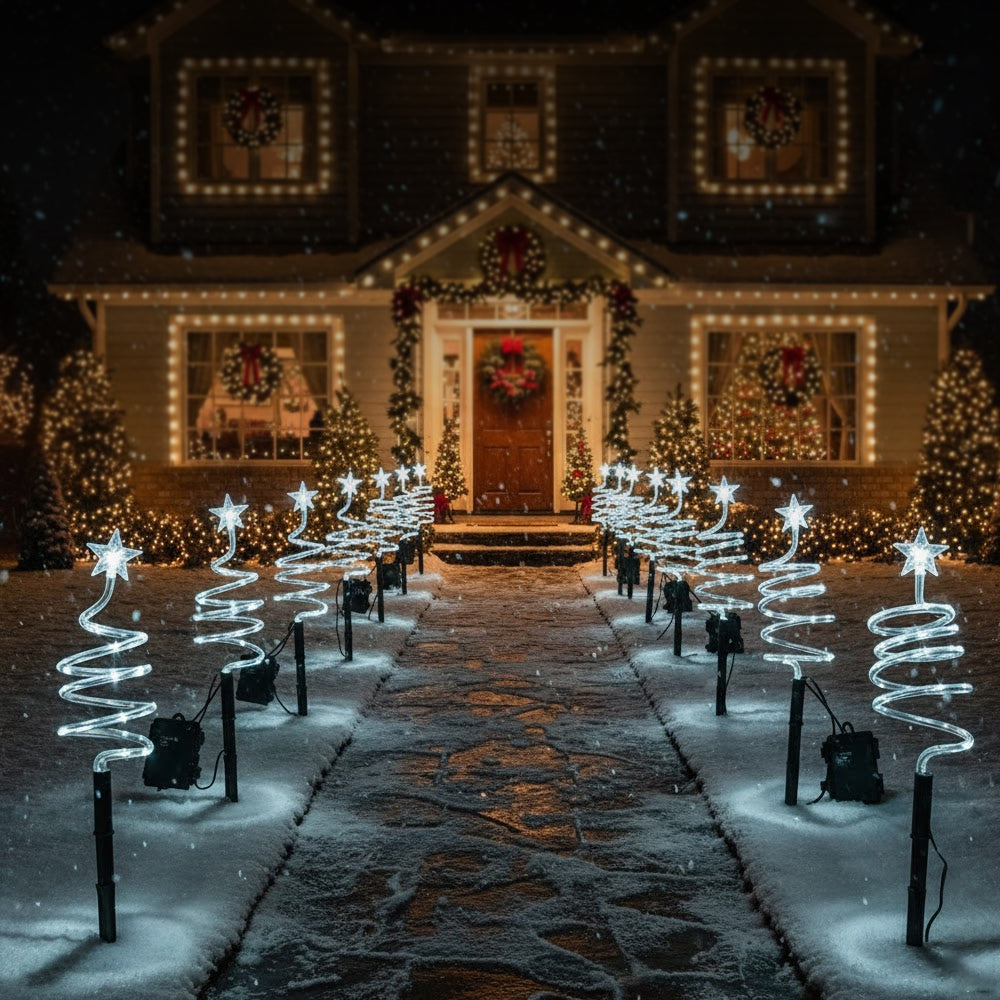 LED Christmas Tree Spiral Stake Lights – 4 Piece