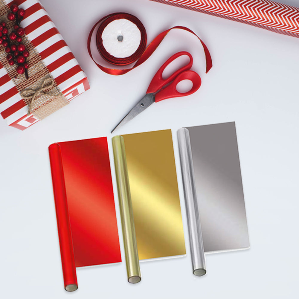 3 Pack Of Foil mixed Wrapping Paper Rolls