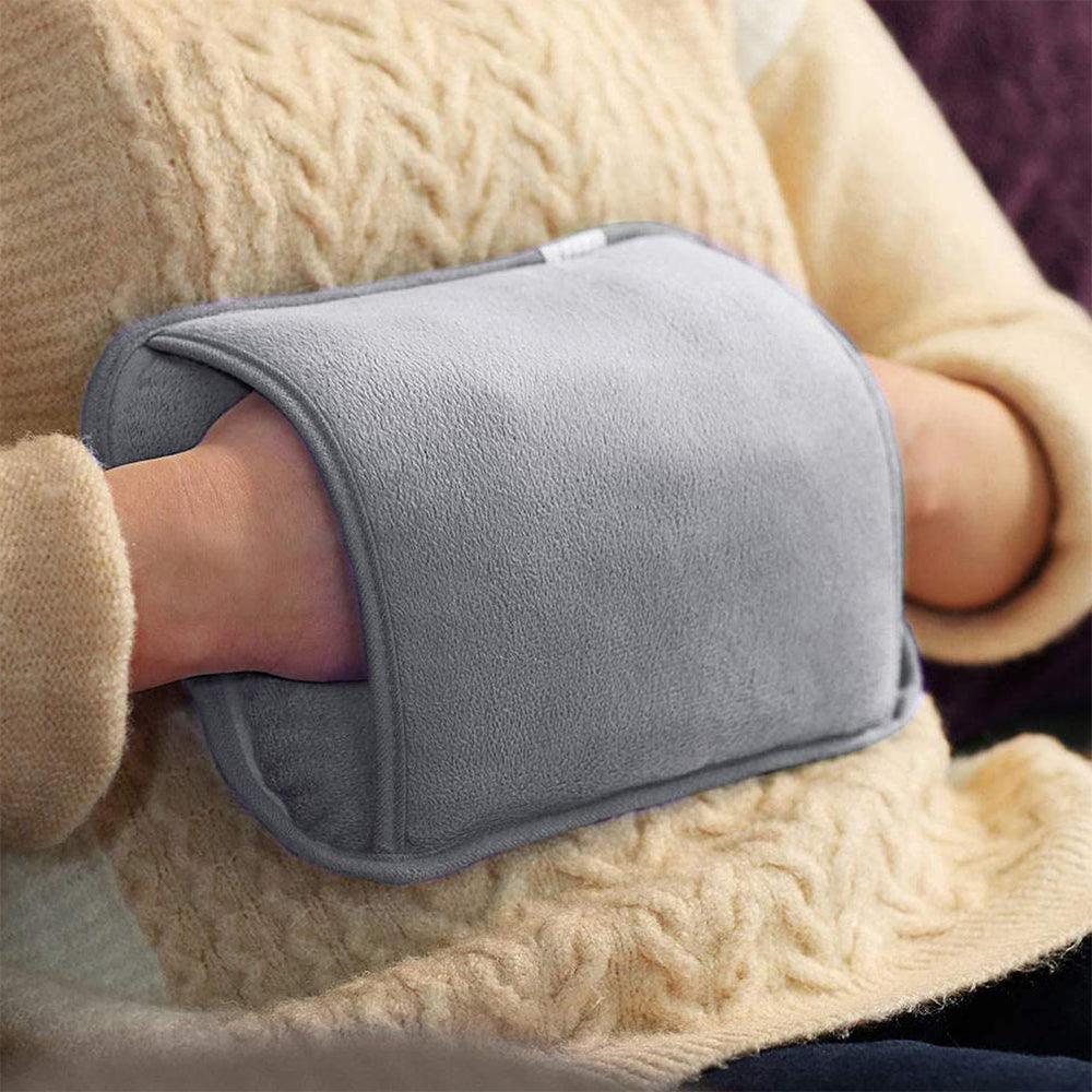 Grey Teddy Fleece Wrap Around Waist Hot Water Bottle