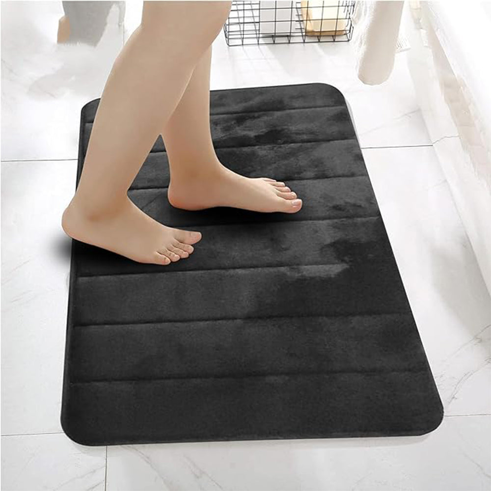 Dark Grey Non Slip Bath Mat Set 