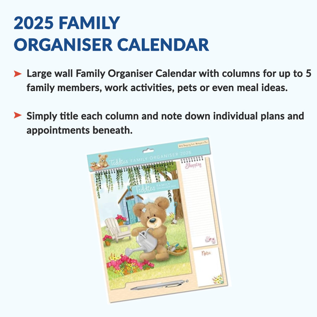 2025 Family Organizer Calendar - Flower with Teddy 