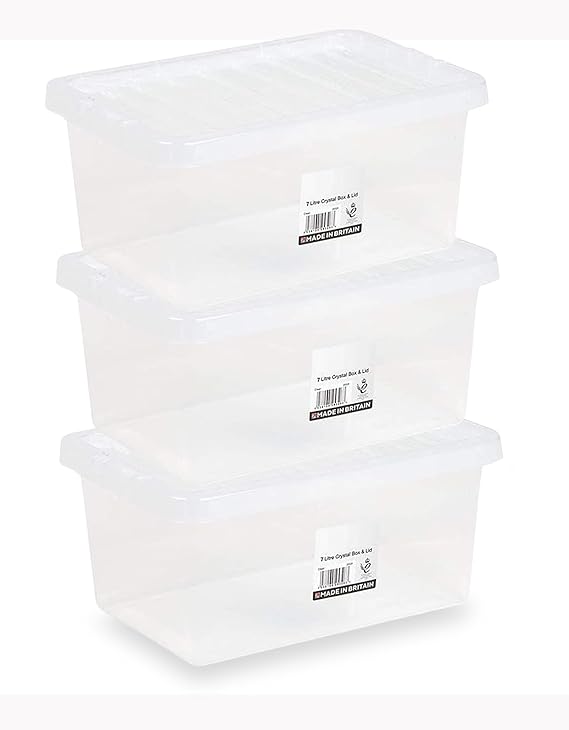 7 litre 3 Pack Storage Boxes with Lids