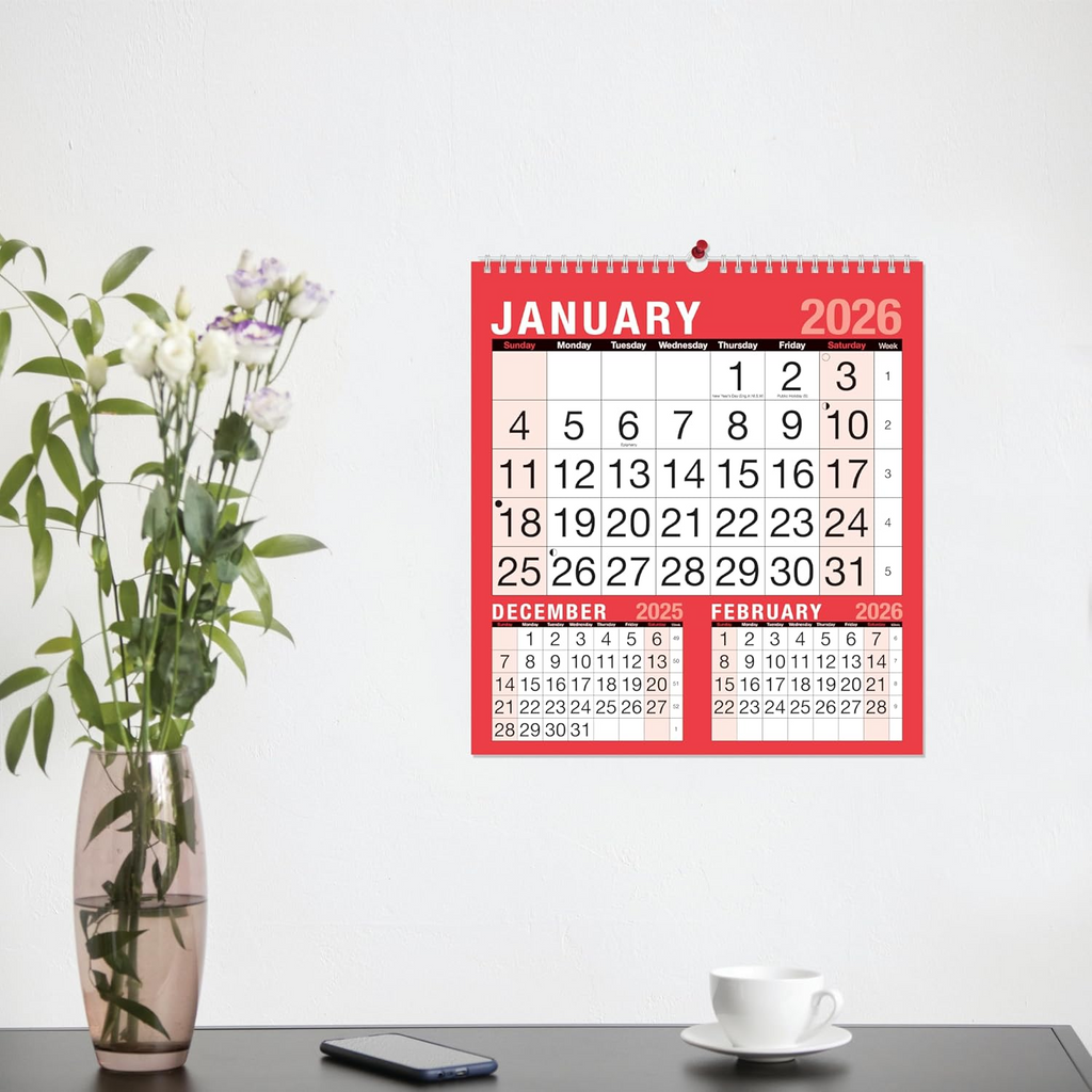 Year 2026 - 3 Month to View Calendar