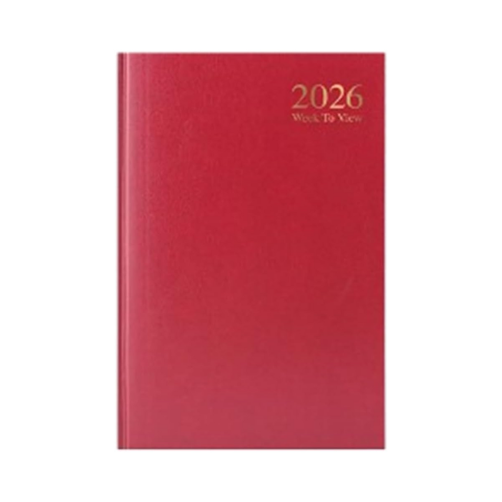 Red planner with '2026 Week to View' 