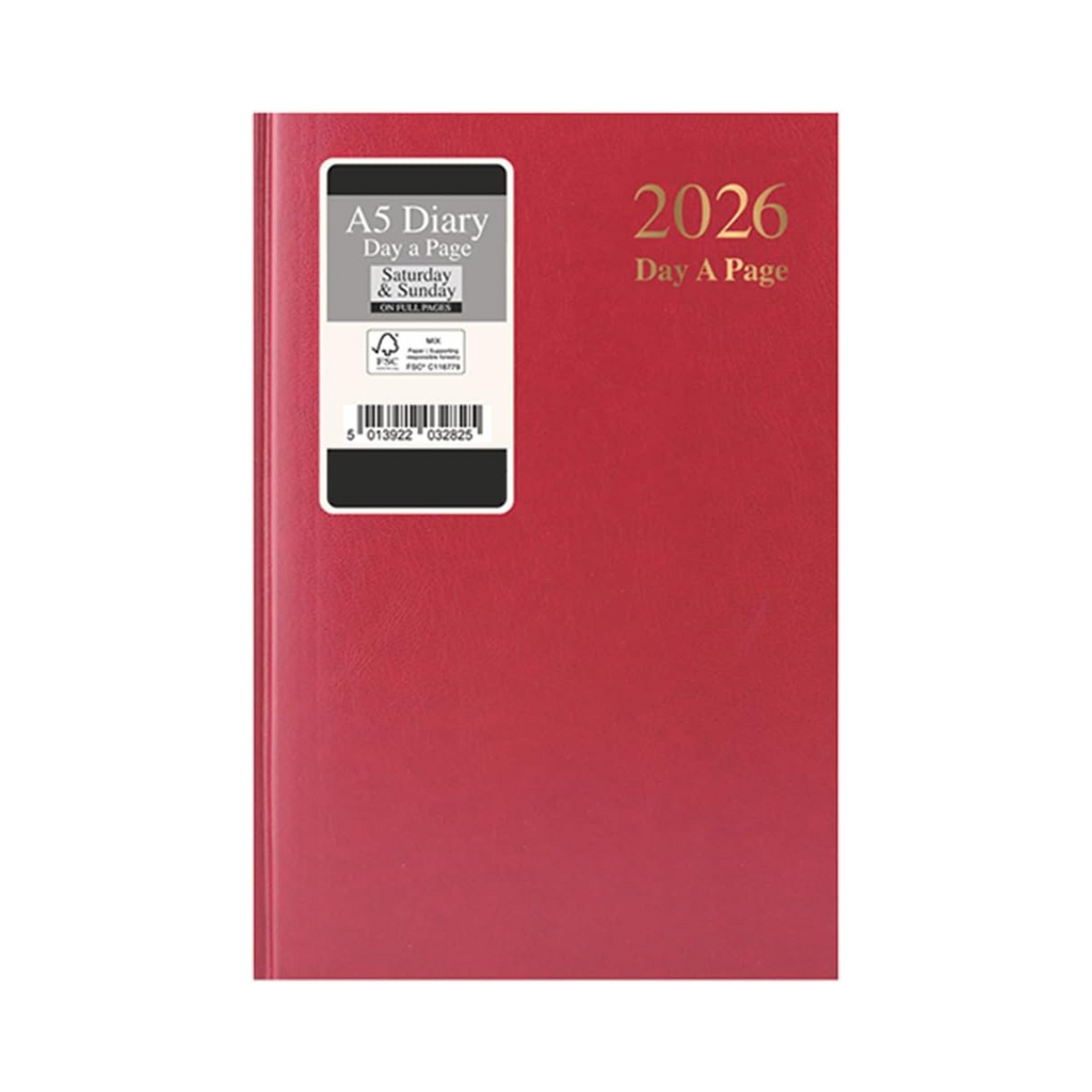 2026 A5 Day-to-Page Diary Red
