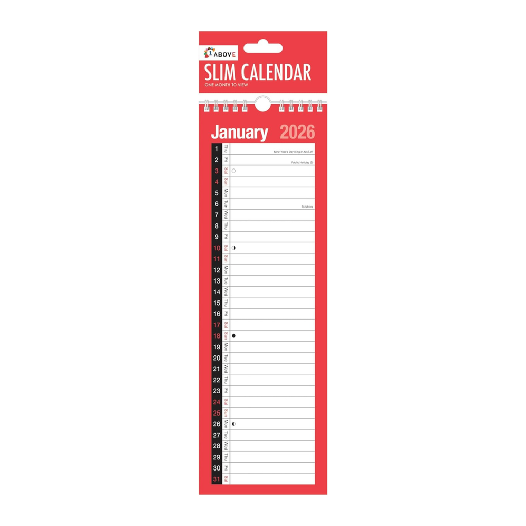 2026 Slim Calendar Wall Planner