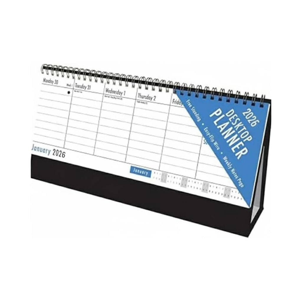 2026 Blue and Black Desktop Flip Calendar