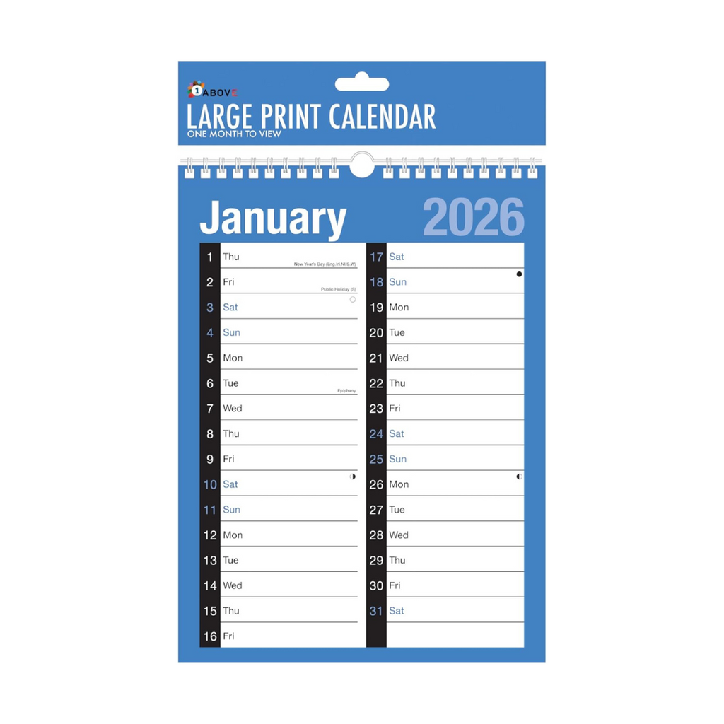 2026 A4 Month to View Calendar
