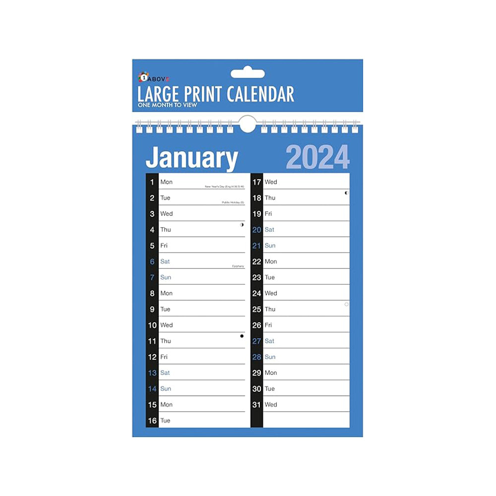 A4 Month to View Calendar