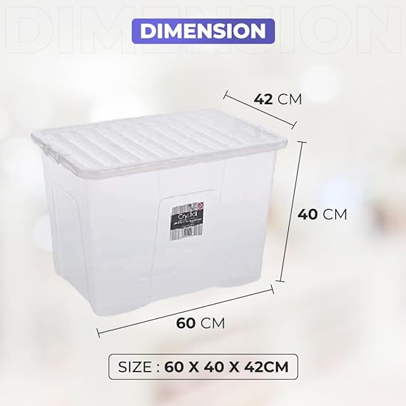 Dimension of 80 Litre 3 Pack Storage Boxes with Lids