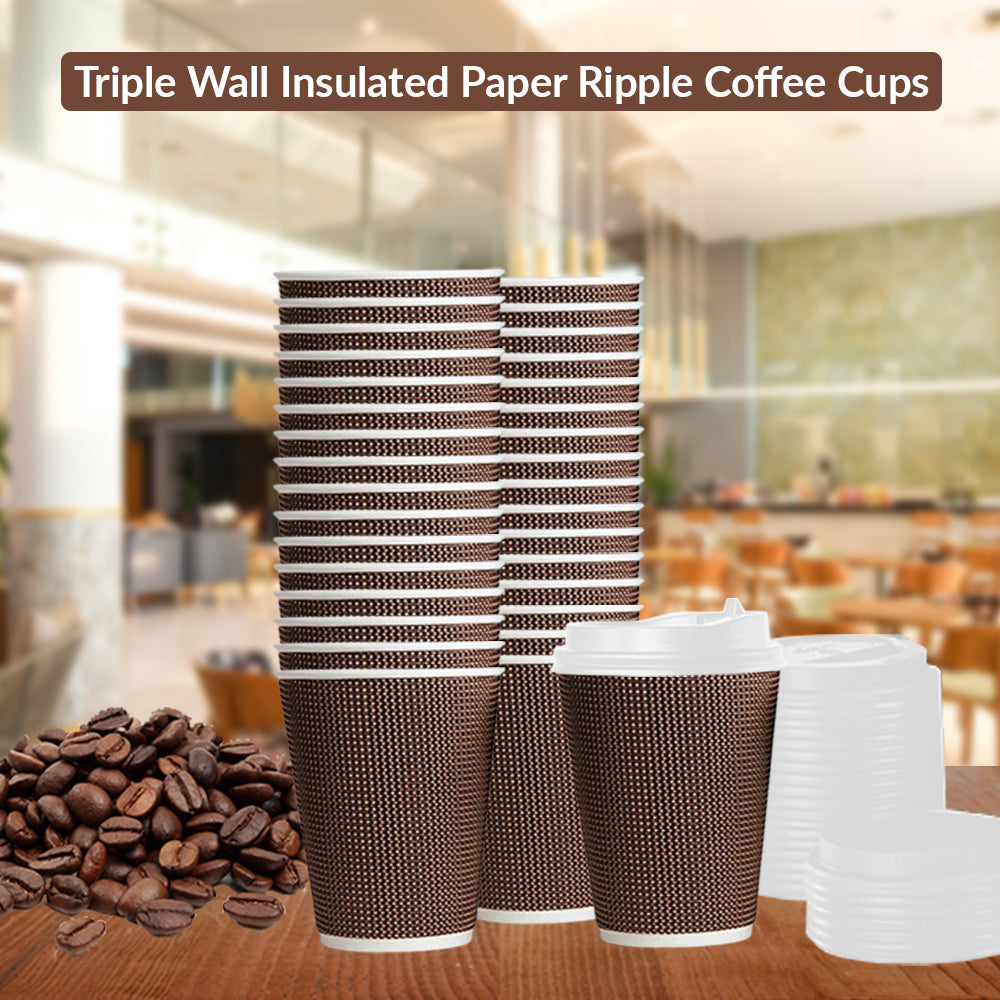 Buy 8oz Triple Wall Insulated Paper Ripple Hot and Cold Drink Cups with ...