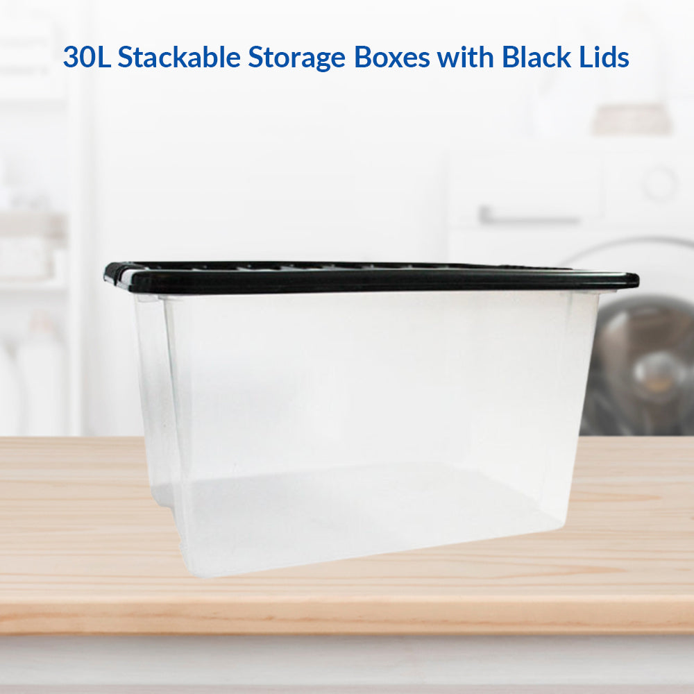 black storage basket with lid