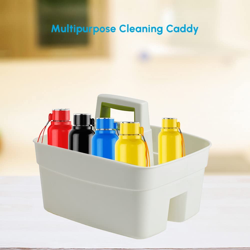 Haundry Deluxe Plastic Cleaning Caddy, Stackable Carry Caddy Tote Organizer  for Cleaning Products, Tools, Bottles, Fits Into Cleaning or Housekeeping