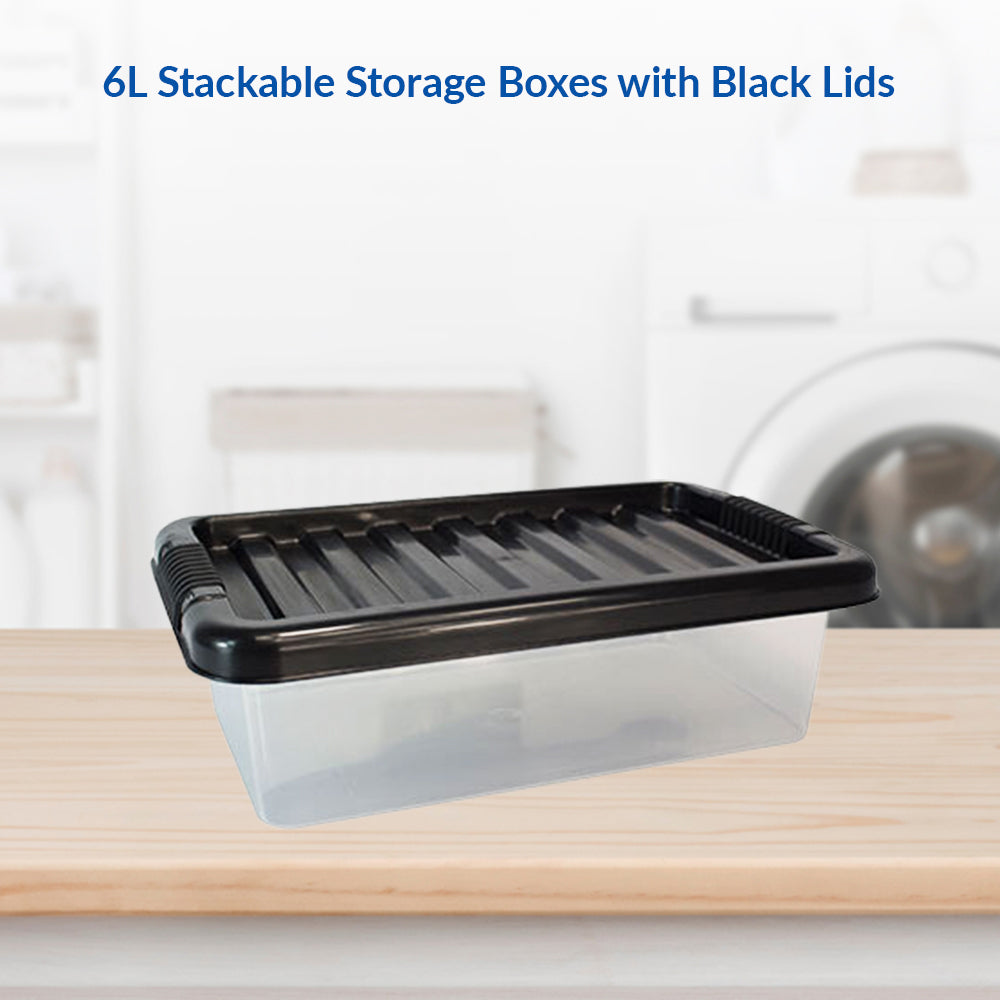 black storage basket with lid