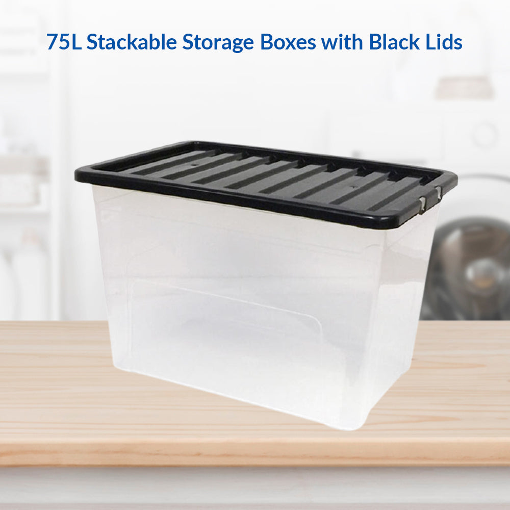 black storage basket with lid