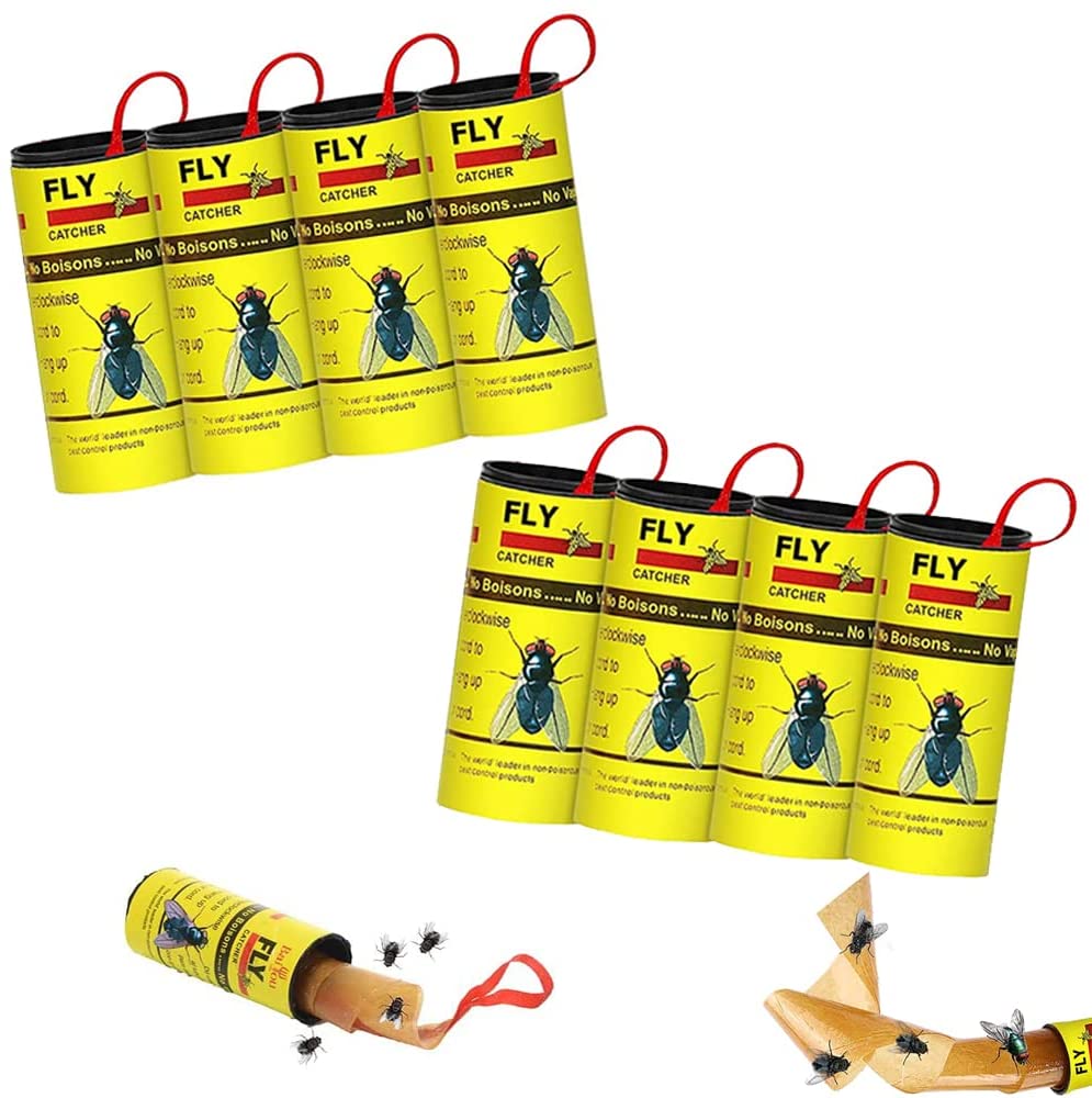 32 PCS Fly Trap Sticky,Fly Strips Indoor Sticky Hanging for Flying Plant  Insect, Sticky Fly Ribbons,Fly Paper Strips 