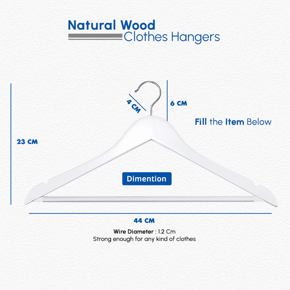 Metronic Wood Hangers, Clothes Hangers, Wooden Hanger, Premium Coat Hanger, 20 Pack, White, Size: 20pk