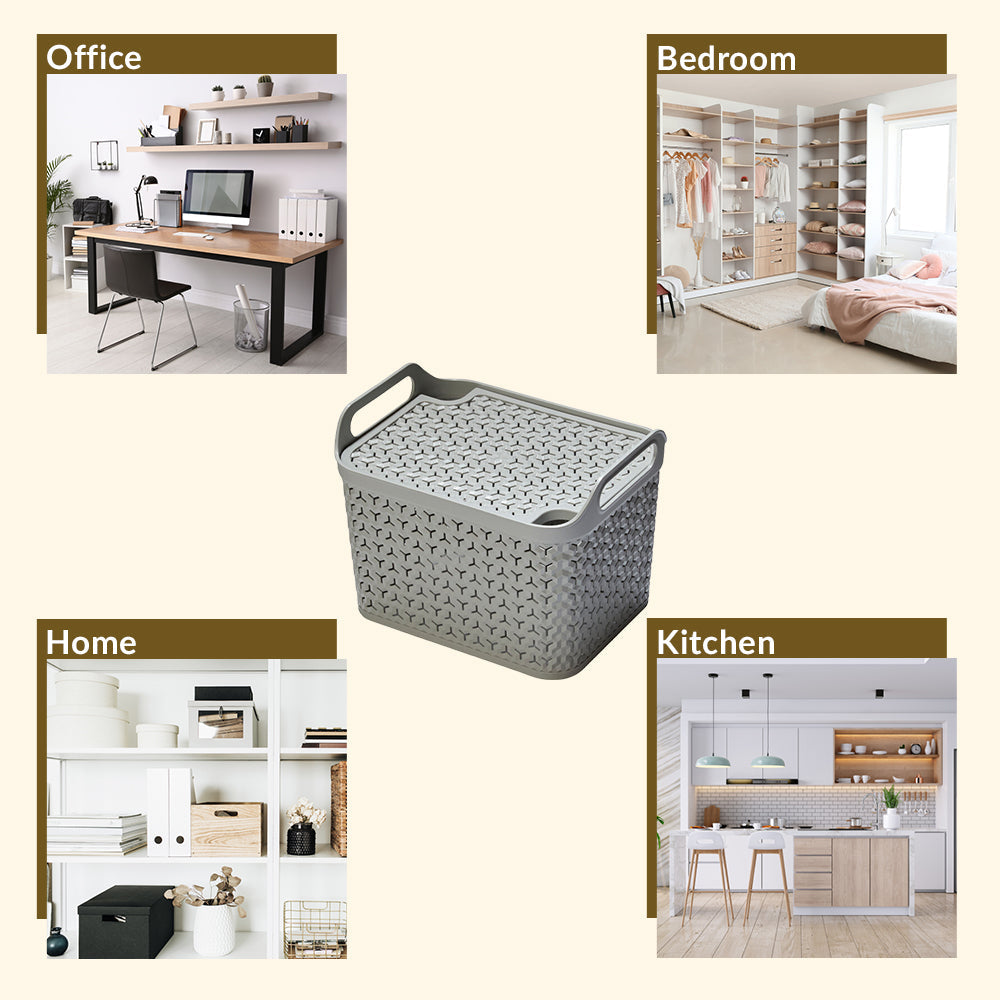 Grey storage boxes with lid