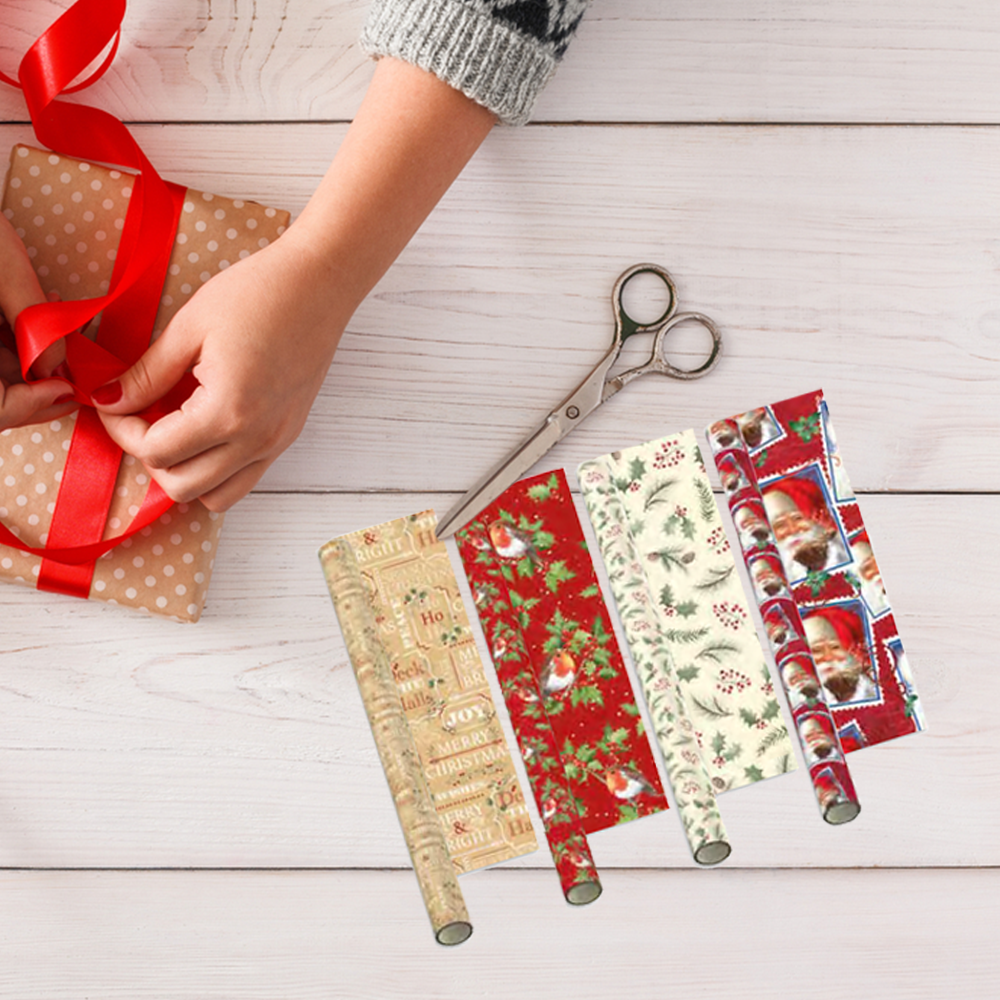 Christmas wrapping paper rolls